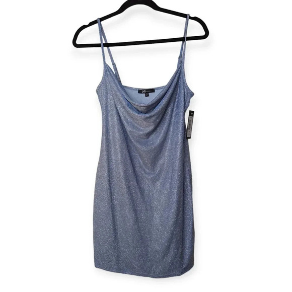 ✨Jump Apparel Mini Dress Light Blue Glitter Club Eras Tour Cocktail Dress - Picture 1 of 15